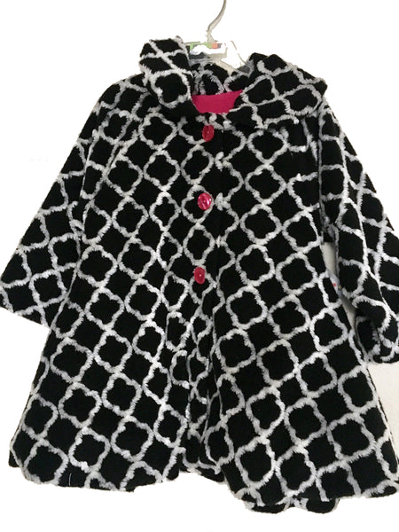 Girls Black & White Coat w/ Pink Buttons - Through my baby's eyes