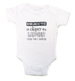 Objects in diaper are larger...Onesie - Through my baby's eyes