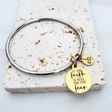 Faith Over Fear Religious Gold Charm Bangle