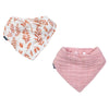 Pink Leaves & Cotton Candy Classic Muslin Bandana Bib Set