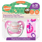 PRINCESS IN TRAINING PACIFIER & PRINCESS ELEMENT PACIFIER CLIP COMBO