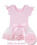 Short Sleeve Pink & White Tutu Leotard - Through my baby's eyes