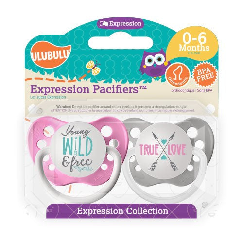 Expression Pacifiers - Young Wild and Free & True Love 0-6M - Through my baby's eyes