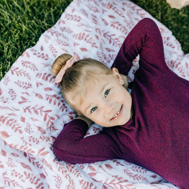 Pink Leaves Classic Muslin Super Snuggle Blanket