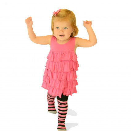 2 Pair Pack Pink & Black Striped Tights - Through my baby's eyes