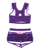 Grape Polka Dot Ruffled Short Set Bikini - Through my baby's eyes